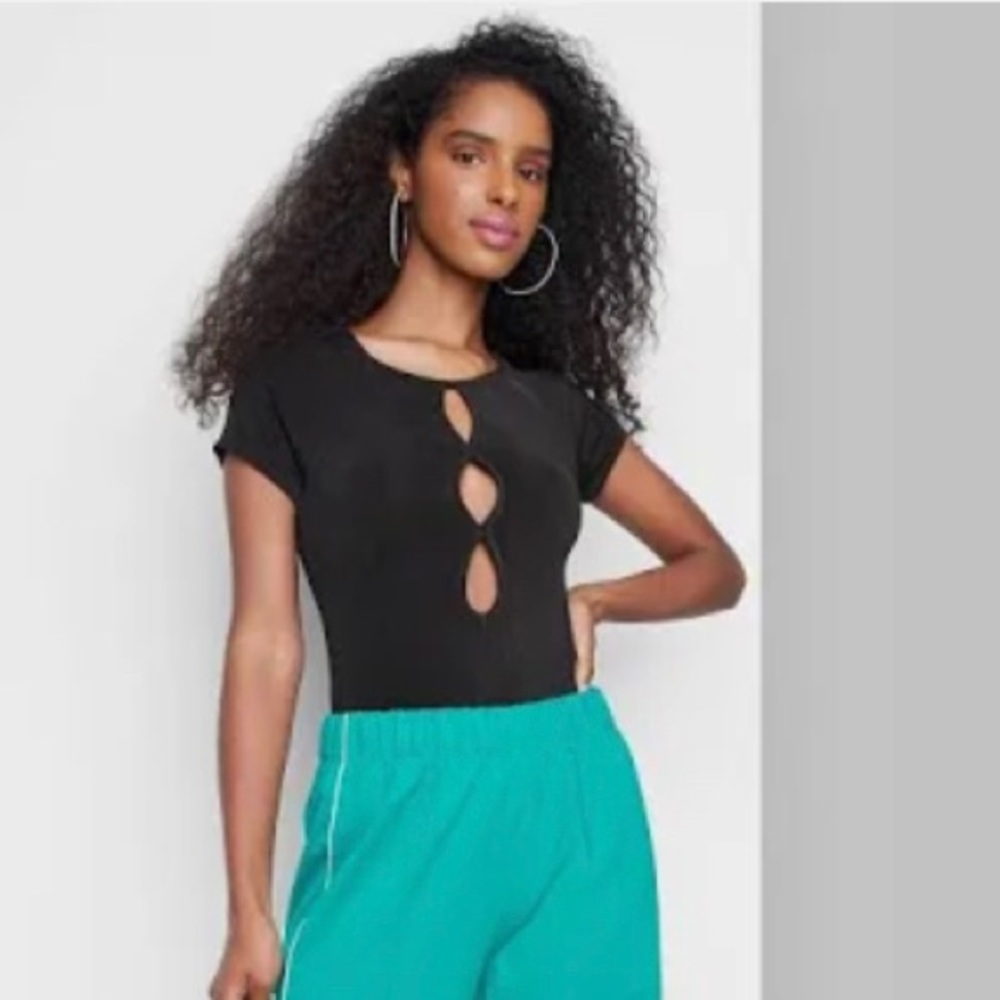 Black cutout wild fable bodysuit, stretchy material in a size xs